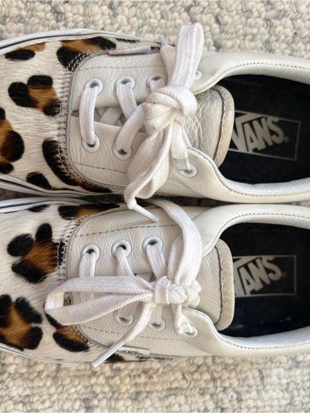 Vans Era Leopard “marshmallow” pony hair + leather size women’s 6.5/ men 5
